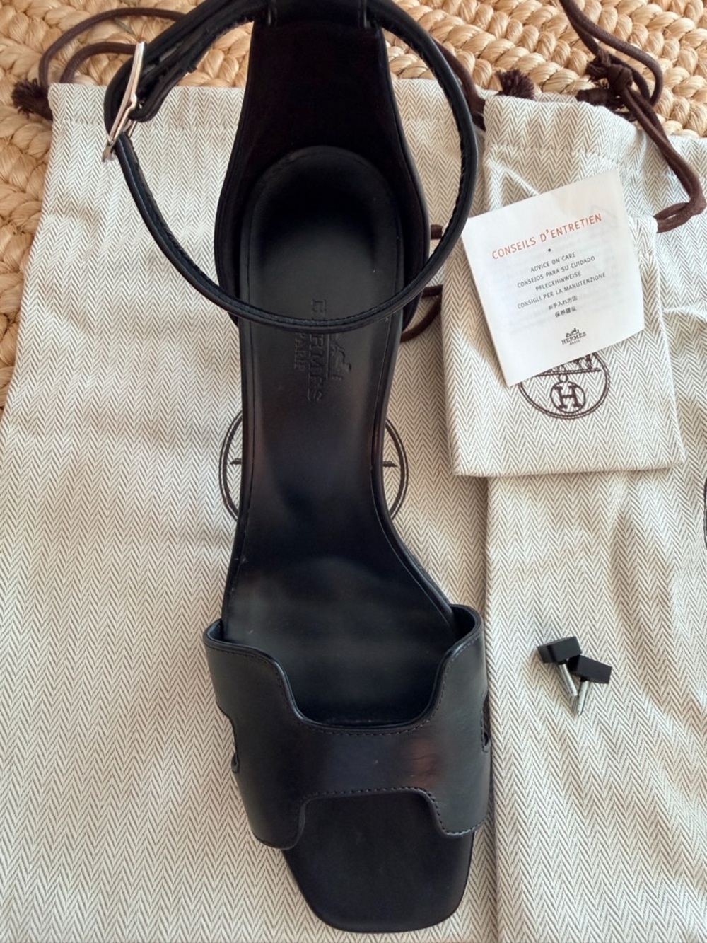 Hermes Black Leather High Heel Sandals - Picture 7 of 10